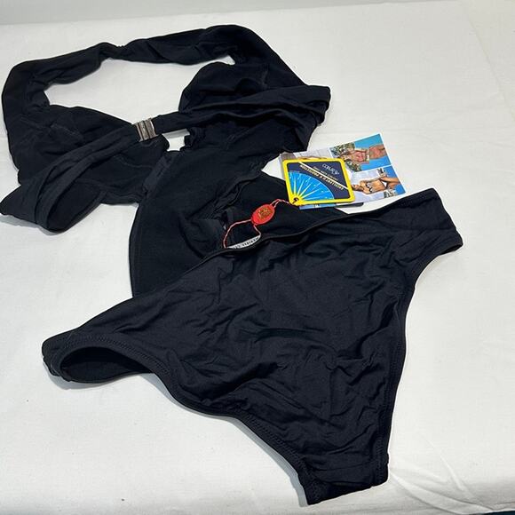 New Studded One Piece Meriell Club Collection Monokini Black, Italy, Size XL - Picture 8 of 11